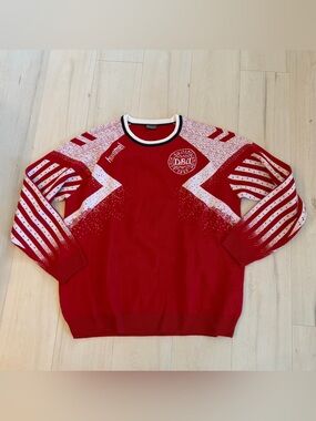Hummel Red and White Crewneck Sweater - Men's